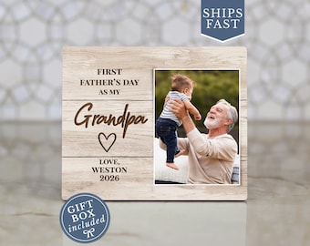 First Father's Day As My Grandpa Personalized Photo Frame, Custom Picture Frame For New Grandpa, New Grandpa Gift On Father's Day, New Papa