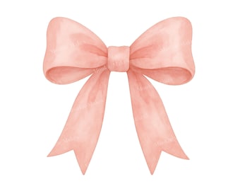 Watercolor Pink Bow Clipart: Baby Shower PNG (Digital Download)