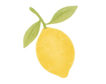 Watercolor Lemon Clipart: Yellow Fruit PNG (Digital Download)