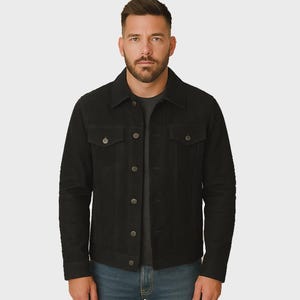 Mens Black Cafe Racer Suede Jacket, Real Suede Leather Jacket, Classic Biker Jacket, Moto Suede Jacket, Custom Mens Jacket, Gift for Him