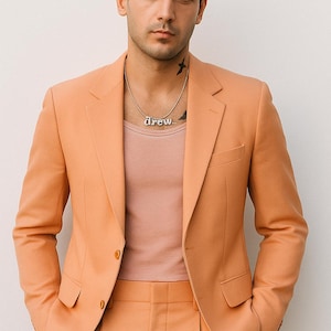 Elegant Peach Two-Piece Suit for Men and Women | Stylish Wedding & Formalwear Outfit