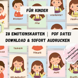 28 Cartões de Emoções para Crianças – Reconhecendo e expressando emoções, compreendendo sentimentos, emoções em PDF, download de cartões de emoções, emoções infantis