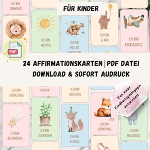 24 Encouraging Cards for Children – Affirmation Cards PDF, Promote Self-Confidence, Children&#39;s Affirmations, Motivational Cards, Child Development