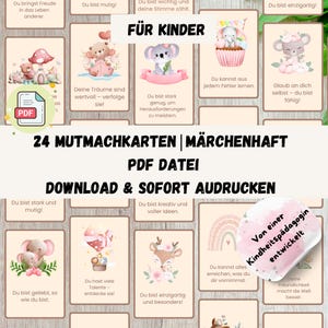 24 bemoedigende kaarten PDF kaarten voor kinderen, spelletjes voor peuters, affirmatiekaarten voor kinderen, sprookjes, meisjes, cadeaus voor kinderen