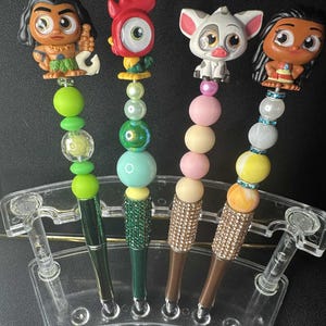 Handmade Disney Doorables Beaded Pens | Cute Character Pens | Glitter Rhinestone Pens | Collectible Writing Pens | Gifts for Kids & Adults