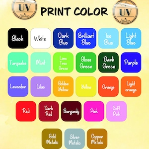 a poster with different colors of paint