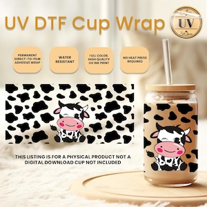 Kuh-Muster UV DTF Cup Wrap, Libbey Glasaufkleber