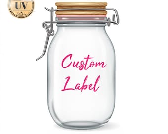 Etiqueta personalizada UV DTF, permanente, para potes de cozinha.