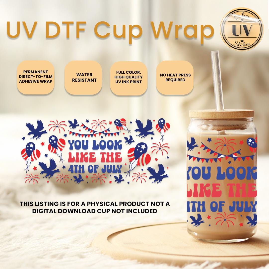 4. Juli UV DTF Cup Wrap: Coquette USA Flagge