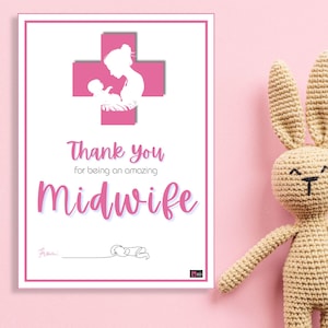Midwife Appreciation Printable Card - New Baby Girl & Boy Design — Digital Download — NHS Nurse Gift Printable — Midwife Thank You Card