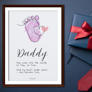 Carte avec empreinte de pas pour la fête des pères avec poème - Imprimable - Premiers cadeaux pour la fête des pères - Nouveau papa - Insolite, sentimental, significatif - Día del padre