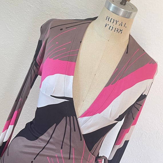 Y2K Miss Sixty Vintage Wrap Dress Midi Dress Abst… - image 3