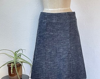 Denim a line midi skirt Y2K skirt low waist skirt avant garde minimalist dark denim