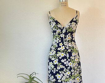 Floral Print Sun dress 90s Vintage Dress Mini Midi Dress spaghetti strap sleeveless dress