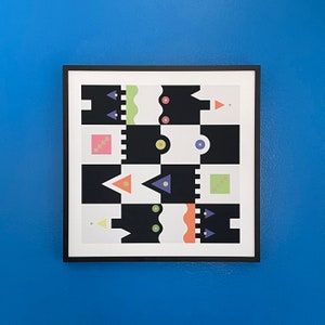 Geometric Art Print, Abstract Wall Art Inspired by Memphis Milano and Bauhaus image 1