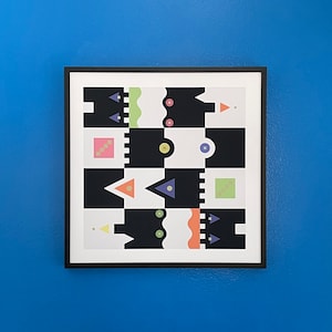 Geometric Art Print, Abstract Wall Art Inspired by Memphis Milano and Bauhaus