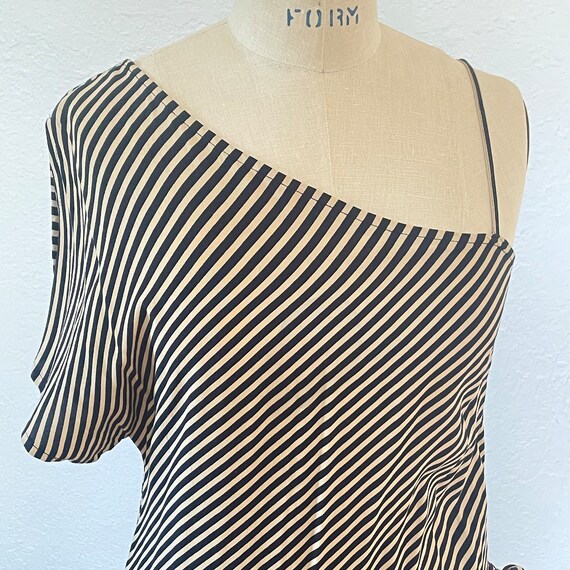 Vintage Y2K Striped Midi Dress Asymmetrical One S… - image 3