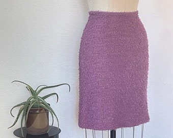 Textured Skirt A line Midi Skirt Y2K Skirt 90s skirt colorful purple skirt fuzzy skirt high waisted skirt Minimalist skirt