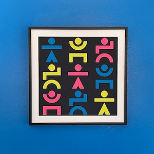 Dancing Figures Art Print, Geometric Wall Art, Modern Art Print