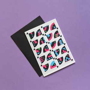 Geometric Art Greeting Card, Memphis Modern Greeting Card, Blank 5x7 Greeting Card with Envelope image 1