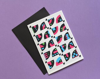 Geometric Art Greeting Card, Memphis Modern Greeting Card, Blank 5x7 Greeting Card with Envelope