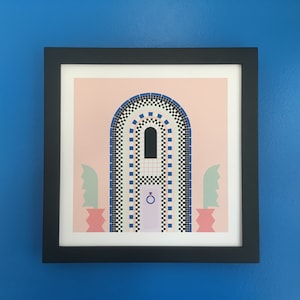 Tropical Art Deco Giclee Art Print, Architectural Illustration