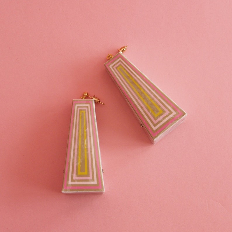 Geometric Earrings, Memphis Modern Jewelry, Paper Jewelry, Graphic Jewelry image 3