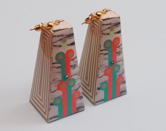 Geometric Earrings, Paper Earrings, Statement Earrings, Mod Earrings, Colorful Earrings