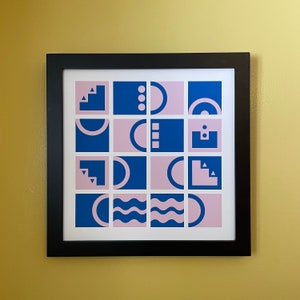 Abstract Art Print, Geometric Wall Art Inspired Bauhaus and Memphis Milano