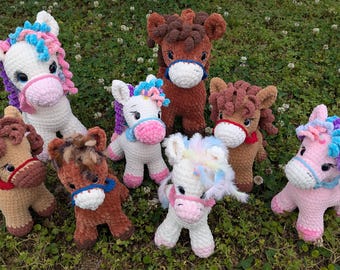 Crochet Unicorn Plush and Horse Stuffed Animal, Handmade Amigurumi Pony Toy, Soft Plushie Gift for Kids, Realistic Stuffed Pony, Custom Nurs