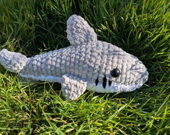Handmade Plush Shark Toy, Soft Crochet Stuffed Animal, Ocean Animal Plush Gift for Kids, 11 Inch Cuddly Shark