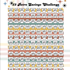 5 pounds Retro Savings Challenge - 600 Pounds Total. Low Income Savings Challenge. Digital Download. A6