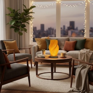 Minimalist Mushroom Table Lamp, Cream Bedside Lamp with Wooden Base, Dimmable LED Lamp, 3 Color Modes, Modern Bedroom & Living Room Decor