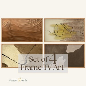 Samsung Frame Art Digital Download Television Decoration Warm Neutral Wall Terracotta Abstract Modern Composition Minimalist Living Room