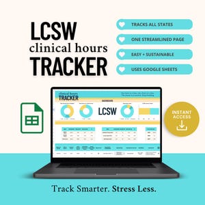 Monitoraggio delle ore LCSW / Registro delle licenze per assistenti sociali / Tutti gli stati / Fogli Google / Modello di foglio di calcolo per la supervisione clinica