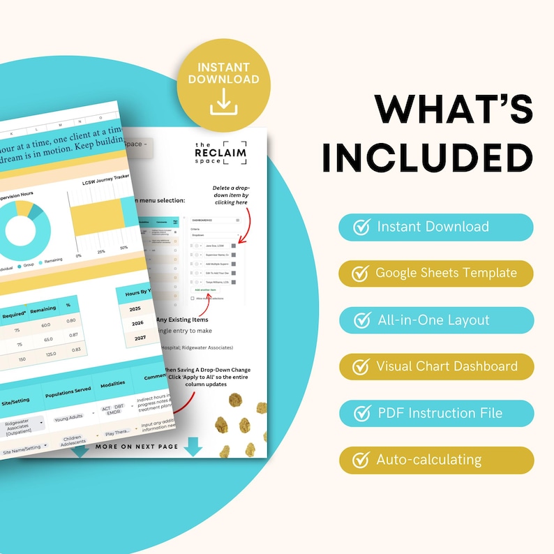 LCSW Clinical Hours Tracker: Social Work Licensure Log (google Sheets ...