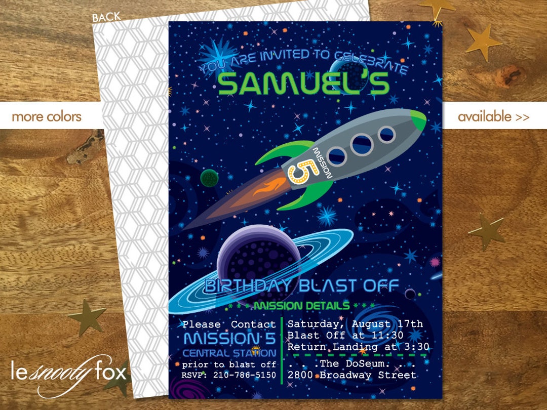 Printable Rocket Birthday Invitation | Digital Outer Space Birthday ...