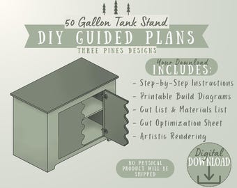 50 Gallon Tank Stand with Decorative Curved Doors DIY Friendly