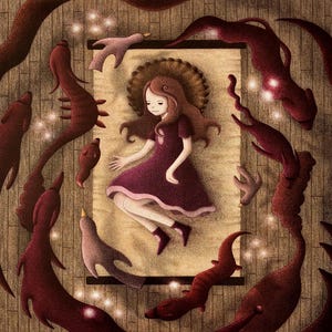 Ashlyn Dreaming Art Print: Sleeping Girl, Surreal Animals Illustration