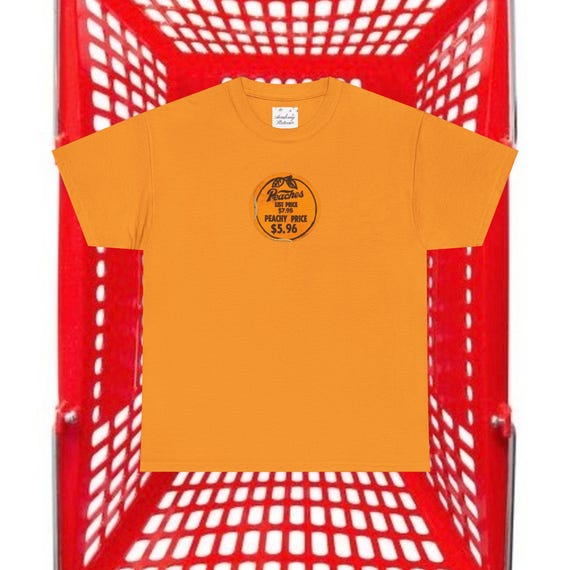Peach Graphic Boxy Fit Unisex T Shirt Vintage Fruit Sticker