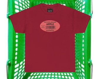Red Apple Graphic Tee Unisex Fit Fruit Sticker Shirt Vintage Style Aesthetic Retro Apple T Slogan Tee Fruit Sticker Summer Wear Shirt