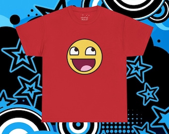 Awesome Face Smiley T-Shirt Epic Face Frutiger Metro Retro Meme Tee