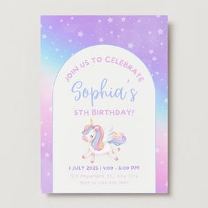 Unicorn Themed Birthday Invitation, Any Age Birthday Invitation, Cute Birthday Invitation, Editable Birthday Invitation, Printable Birthday