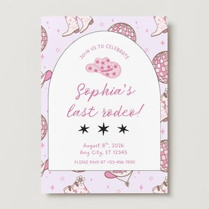 Last Rodeo Themed Bachelorette Invitation, Cute Rodeo Invitation, Editable Invitation, Instant Download, Pink Invitation, Western, Cowgirl
