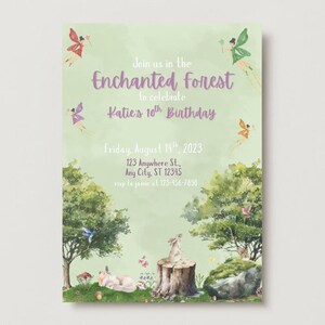 Enchanted Forest Birthday Invitation: Editable Fairy Tale Theme (Digital Download, 5x7 PDF Template)