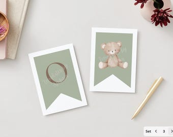 Baby Bear Shower Banner: Hello Baby, Greenery Theme (Digital Download)