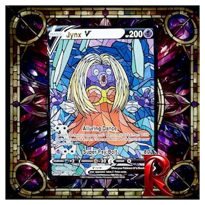 Carta olografica personalizzata Jynx V Stained Glass - Carta ACG Full Art ispirata ai Pokémon - Condizioni perfette - Ottimo regalo per qualsiasi collezionista di Pokémon