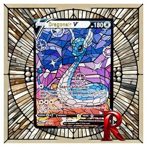 Carta holográfica personalizada Dragonair V com vitral - Arte ACG inspirada em Pokémon - Condição impecável - Ótimo presente para qualquer colecionador de Pokémon