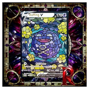 Carta holográfica de vitral Koffing V personalizada – Arte ACG inspirada em Pokémon – Condição impecável – Ótimo presente para qualquer colecionador de Pokémon