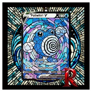 Carta olografica personalizzata Poliwhirl V in vetro colorato - Carta ACG con grafica ispirata ai Pokémon - Condizioni perfette - Ottimo regalo per qualsiasi collezionista di Pokémon